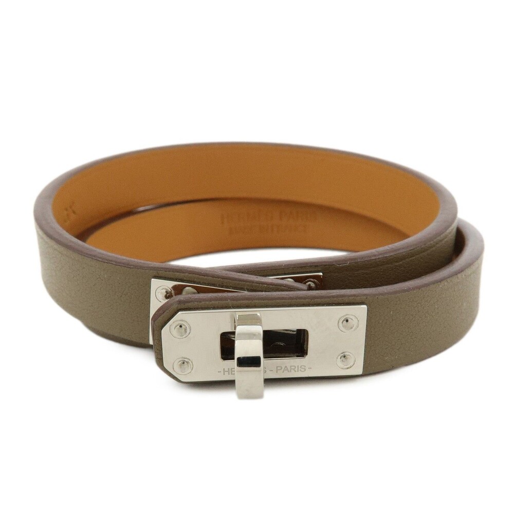 Hermes Kelly Double Tour Calfskin Bracelet Gray